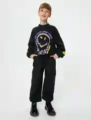Черный свитшот для девочки KOTON Smileyworld
