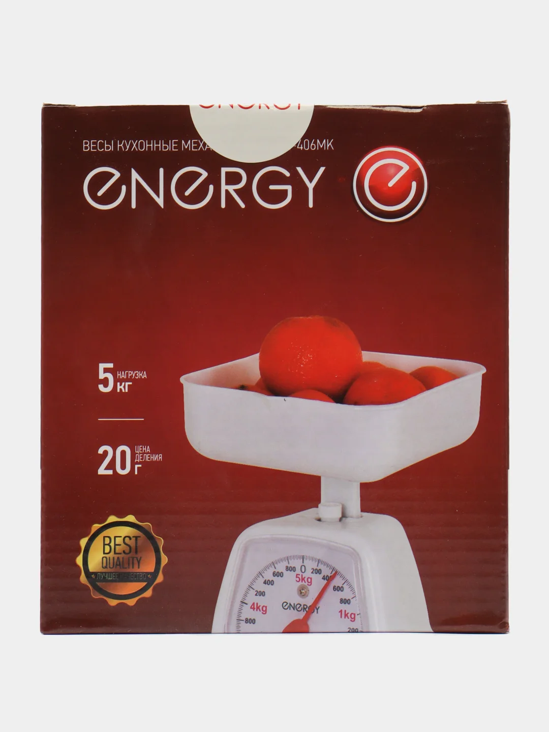 Весы кухонные механические ENERGY EN-406МК, зелёные, 0-5 кг, квадратные