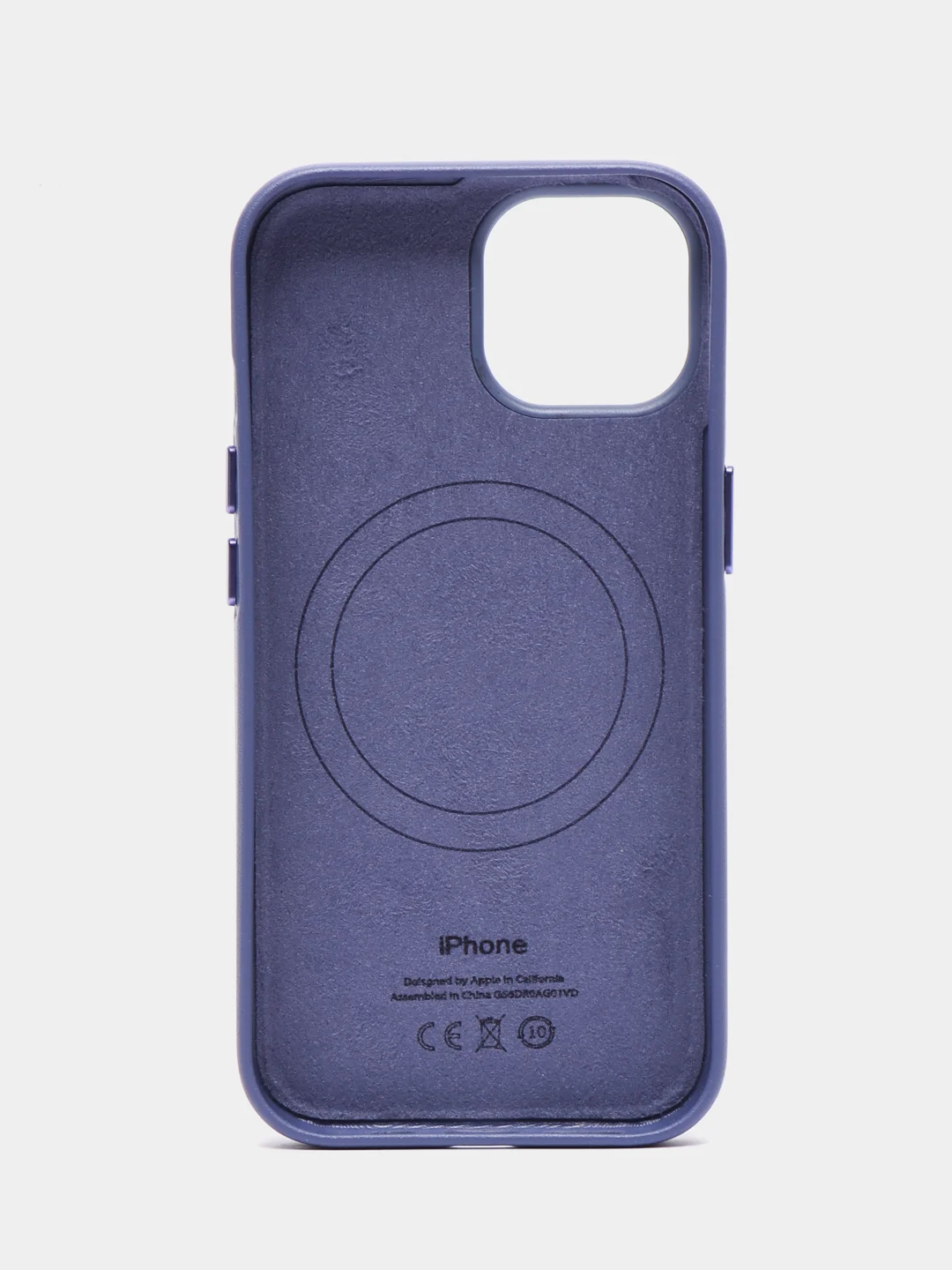 Лавандовый кожаный чехол с MagSafe и анимацией подключения для iPhone 15