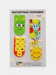 Закладки магнитные "Смайлики", в наборе 4 закладки