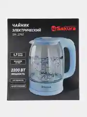 Чайник электрический Sakura SA-2740BL стеклянный, с подсветкой, 1,7 л