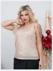 Молочный топ женский, с пайетками, большие размеры