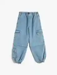 Голубой джинсы для девочки KOTON широкие, с карманом