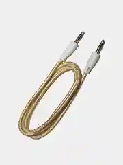 Бежевый кабель AUX в тканевой оплетке, AUX jack 3.5 мм, 0,85 м