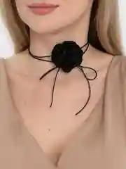 Угольный чокер цветок на шею, украшение на шею сердце, чокер сердце, кулон в форме сердца, подвеска