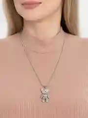 Подвеска с цепочкой на шею с кулоном медвежонок, сверкающий мишка