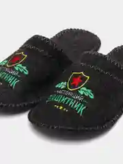 Угольный тапочки банные с вышивкой