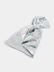 Серебряный пакет-мешок подарочный, новогодний, с завязками, 3, 5 штук в комплекте