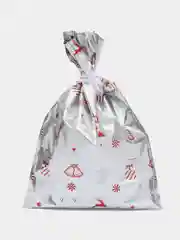 Серый пакет-мешок подарочный, новогодний, с завязками, 3, 5 штук в комплекте