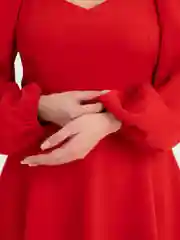 Красный платье женское, короткое, с расклешенной юбкой, вечернее