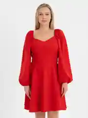 Красный платье женское, короткое, с расклешенной юбкой, вечернее
