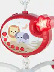 Красный игрушка-карусель для новорожденных КАРТОФАН, мобиль детский в кроватку музыкальный/дерево