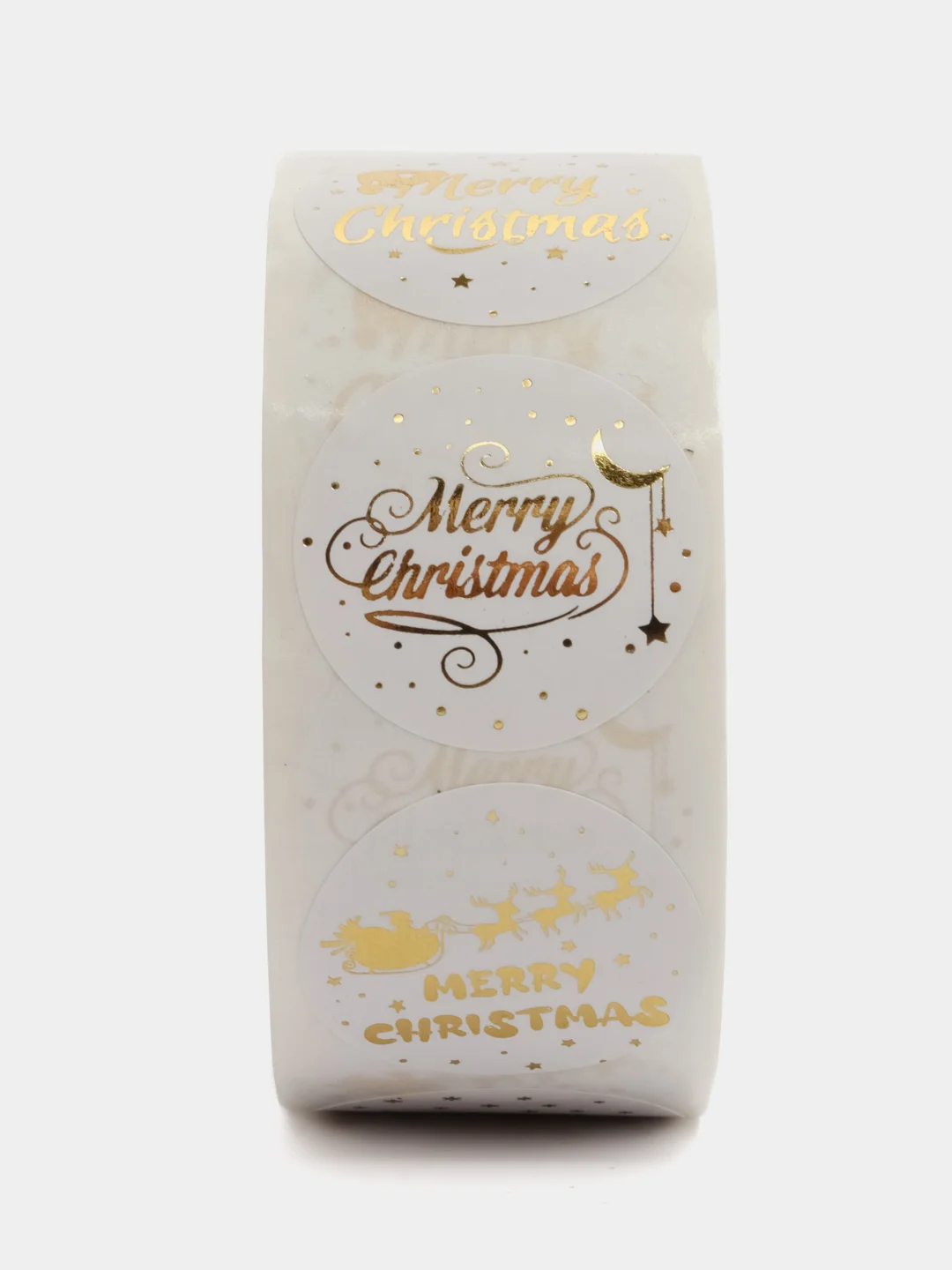 Белый наклейки новогодние, в рулоне Merry Christmas, 500 штук, 2.5 см