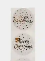 Белый наклейки новогодние, в рулоне Merry Christmas, 500 штук, 2.5 см