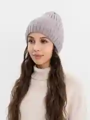 Лавандовый женская шапка бини рваная, с флисом, зима