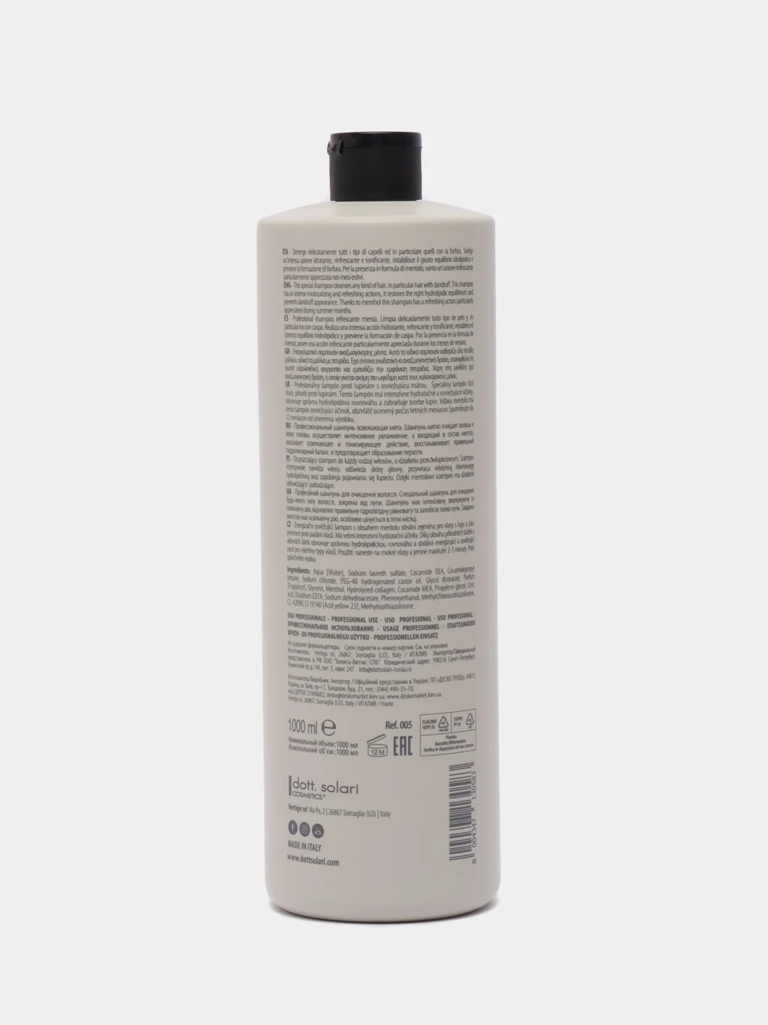 Шампунь тонизирующий с ментолом Refreshing Mint Professional Line, Dott.Solari, 1000 мл