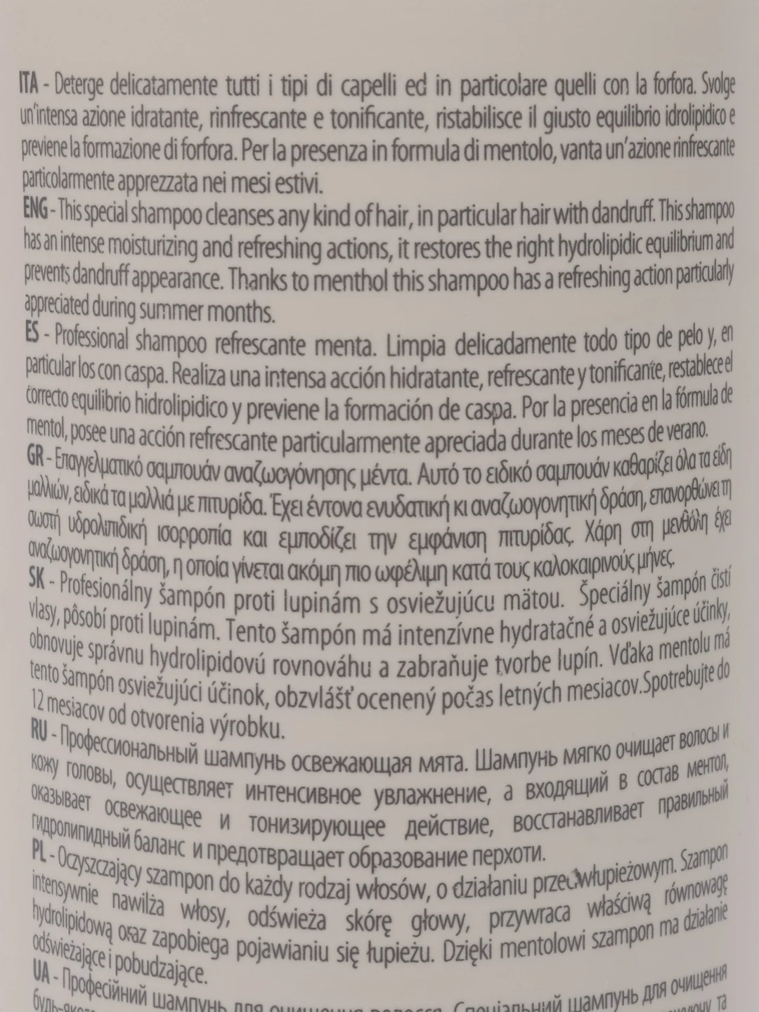 Шампунь тонизирующий с ментолом Refreshing Mint Professional Line, Dott.Solari, 1000 мл