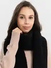 Черный шарф зимний, вязаный, унисекс