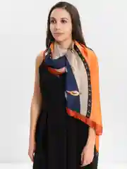 Оранжевый шелковый платок 180 х 90 см