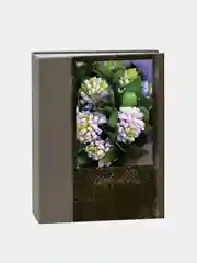 Коричневый фотоальбом 100 фото, 10х15, "Цветы", твёрдая обложка