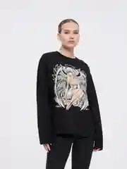 Черный лонгслив ТВОЕ с принтом аниме