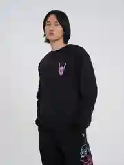 Черный свитшот ТВОЕ утепленный свободный с принтом