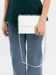 Белый сумка женская через плечо, с цепочкой