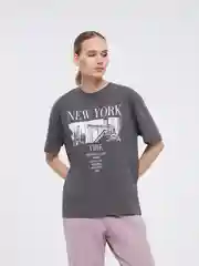Тёмно-серый футболка ТВОЕ с принтом New York