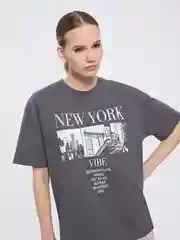 Тёмно-серый футболка ТВОЕ с принтом New York