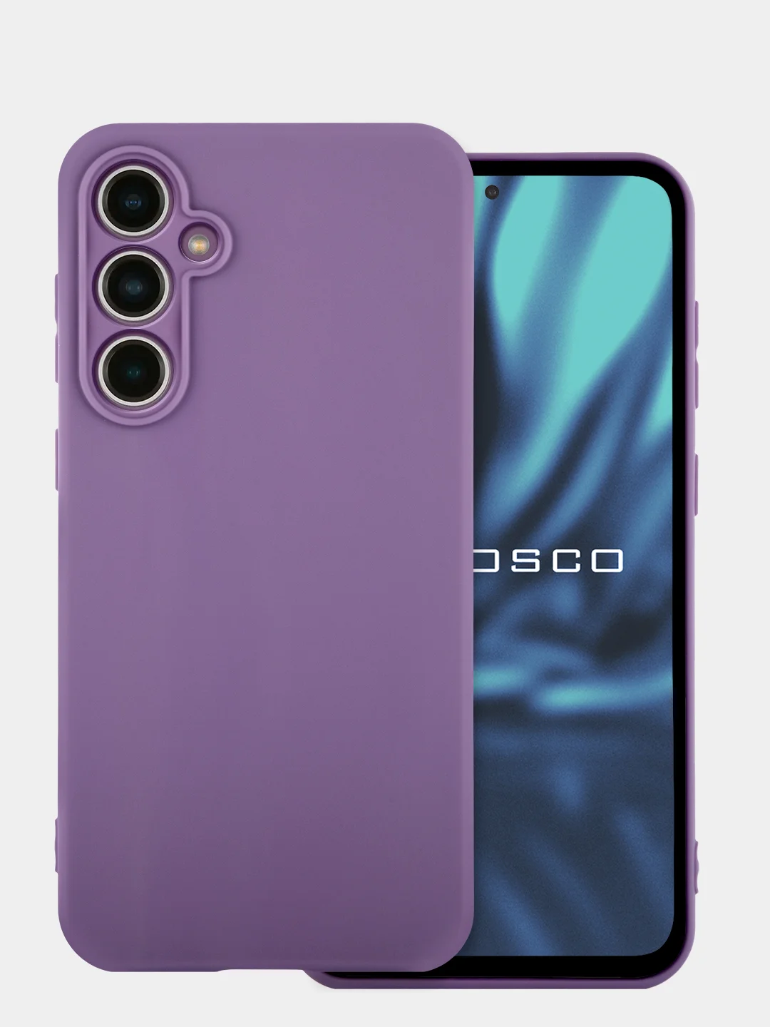 Сиреневый чехол для Samsung Galaxy S23 FE силиконовый ROSCO матовый / прозрачный с защитой камер