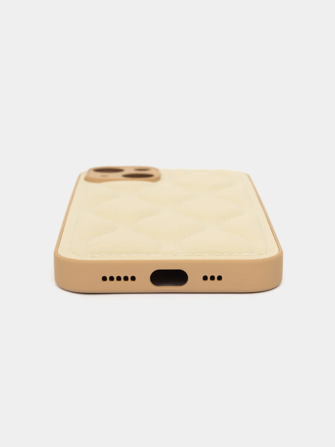 Кремовый чехол-пуховик для iPhone 11, 12, 12 Pro, 13, 13 Pro, 14, 14 Pro, 15