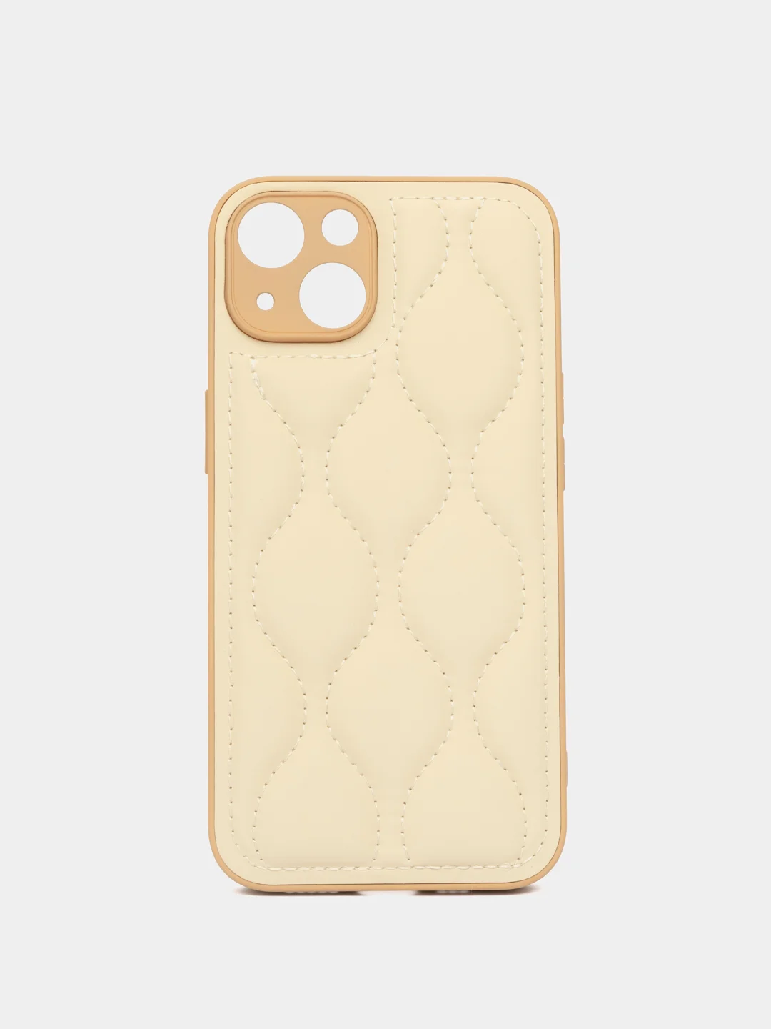 Кремовый чехол-пуховик для iPhone 11, 12, 12 Pro, 13, 13 Pro, 14, 14 Pro, 15