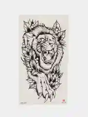 Белый тату лев временная, большая, татушка, переводная тату, tattoo
