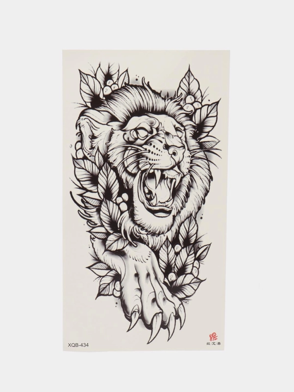 Тату лев временная, большая, татушка, переводная тату, tattoo