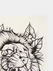 Белый тату лев временная, большая, татушка, переводная тату, tattoo