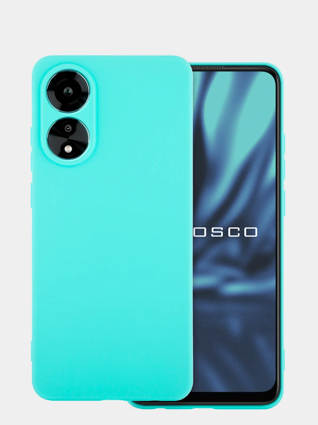 Бирюзовый чехол для Oppo A78 силиконовый ROSCO матовый тонкий с бортиком защитой камер, разные цвета