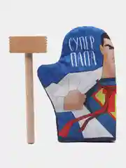 Кухонный набор "Супер папа", варежка-прихватка 20 х 28 см, молоток деревянный