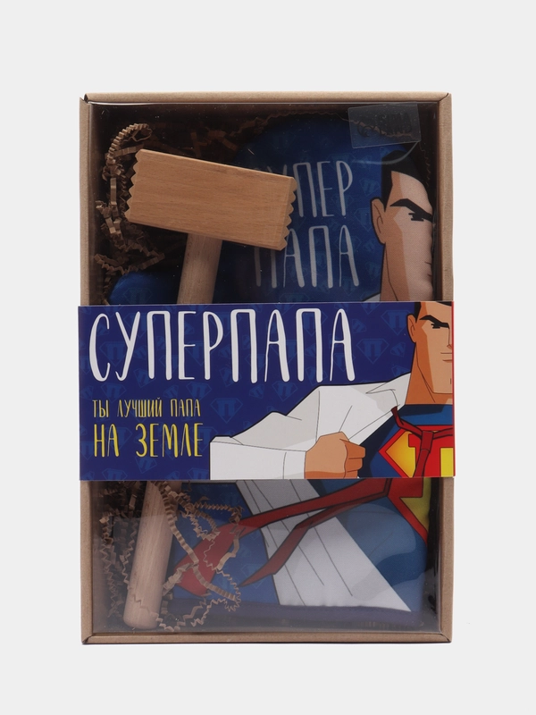 Кухонный набор "Супер папа", варежка-прихватка 20 х 28 см, молоток деревянный