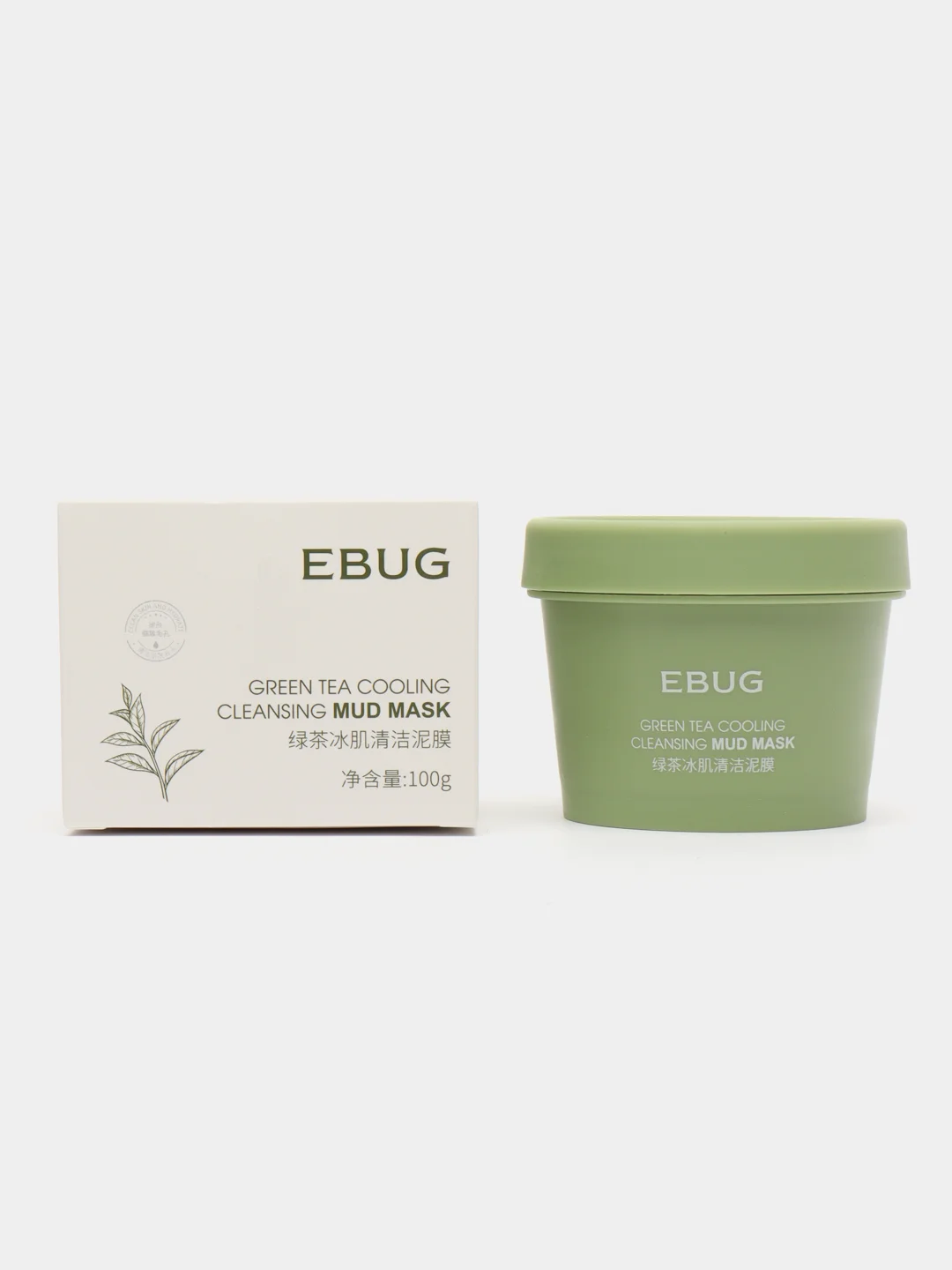 Зеленый ebug/охлаждающая грязевая маска/С экстрактом Зеленого Чая/Green Tea/100 г