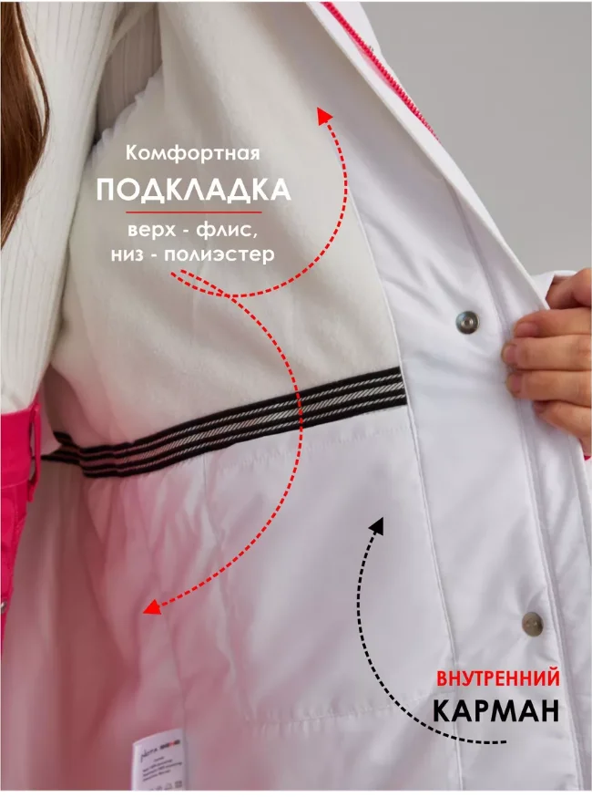Белый куртка зимняя для девочки подростка Nota Bene мембрана с каюшоном с мехом енота