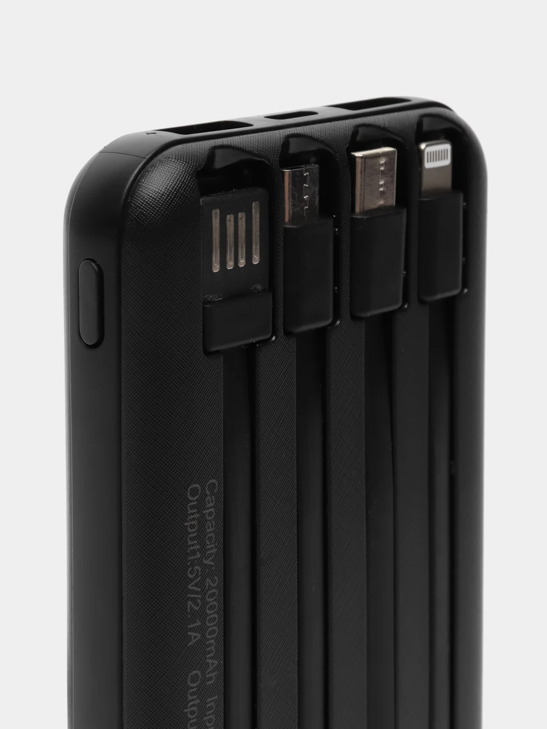 Черный внешний Аккумулятор Power Bank  с беспроводной зарядкой Wireless Fast Charging