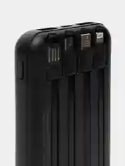 Черный внешний Аккумулятор Power Bank  с беспроводной зарядкой Wireless Fast Charging