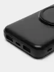 Черный внешний Аккумулятор Power Bank  с беспроводной зарядкой Wireless Fast Charging
