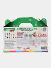 Пластилин, тесто для лепки Brauberg Kids, 40 штук, 2000г, 12 формочек, 2 стека, 106724