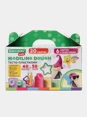 Пластилин, тесто для лепки Brauberg Kids, 40 штук, 2000г, 12 формочек, 2 стека, 106724