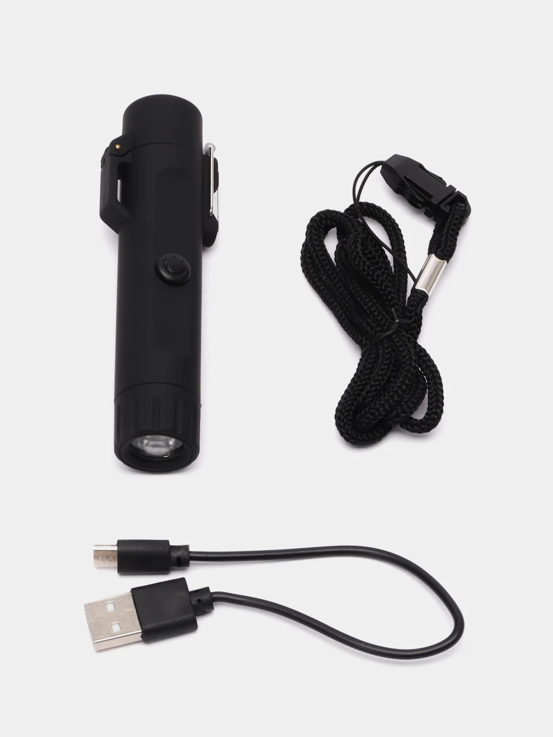 Синий зажигалка электронная с фонариком, с зарядкой USB, походная, в подарочной упаковке