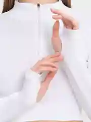 Белый топ укороченный, с молнией, лонгсливы