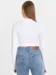 Белый топ укороченный, с молнией, лонгсливы