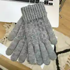 Серый меланж перчатки женские сенсорные, теплые