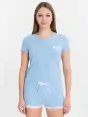 Голубой пижама женская, лапша, футболка, шорты